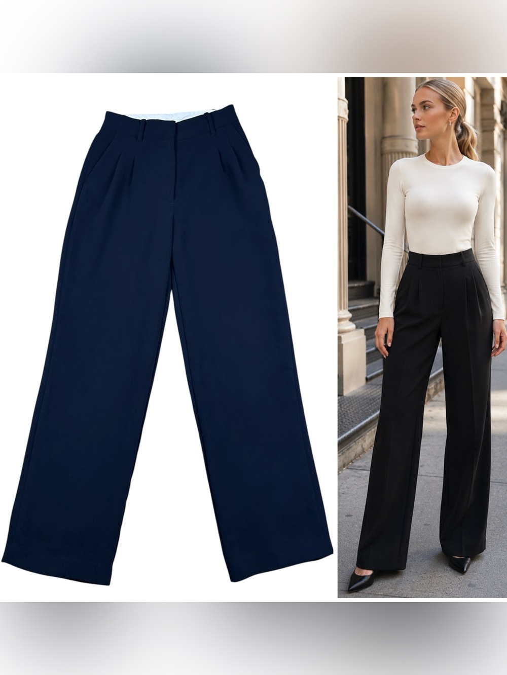 Aritzia Wilfred Effortless High Rise Wide Leg Pleated Pants Size 2 Crepe Preppy